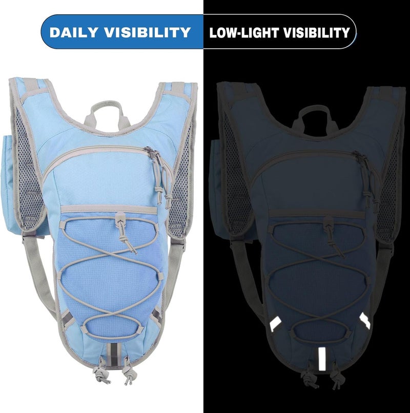 DEVONWIDE Lightweight Hydration Backpack 2L Water Bladder Pack for Running, Cycling, Hiking – Anti-Theft Water Backpack with Phone Holder, Trekking Pole Holder & Reflective Strips for Men & Women - Image 5